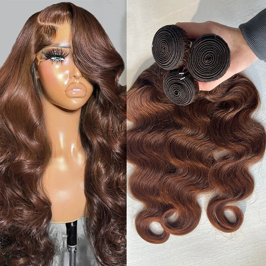 12A 30-Inch Chocolate Brown Brazilian Body Wave Human Hair Bundles - 100% Natural Remy"  This version highlights the key details like the hair quality (12A, 100% natural), length (30 inches), color (chocolate brown), and texture (body wave).