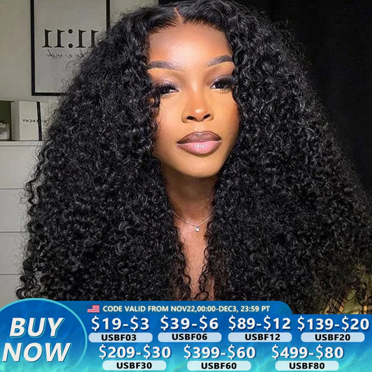 Kinky Curly 13x4 Lace Front Human Hair Wigs For Women Indian Deep Curly Lace Frontal Wig Wet And Wavy Closure Wigs 200% Density